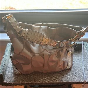Coach Brown and Gold Shoulder Bag